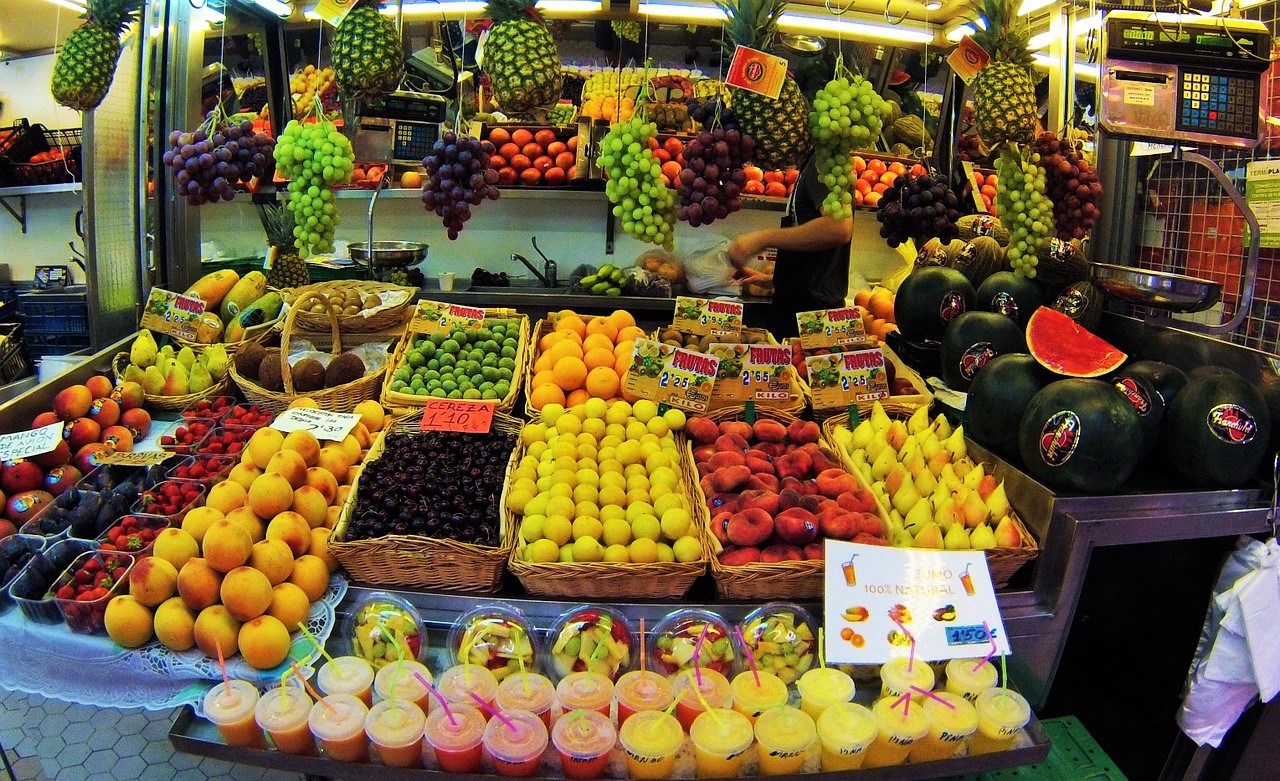 fruit stall at Mercato Central in Valencia, Spain