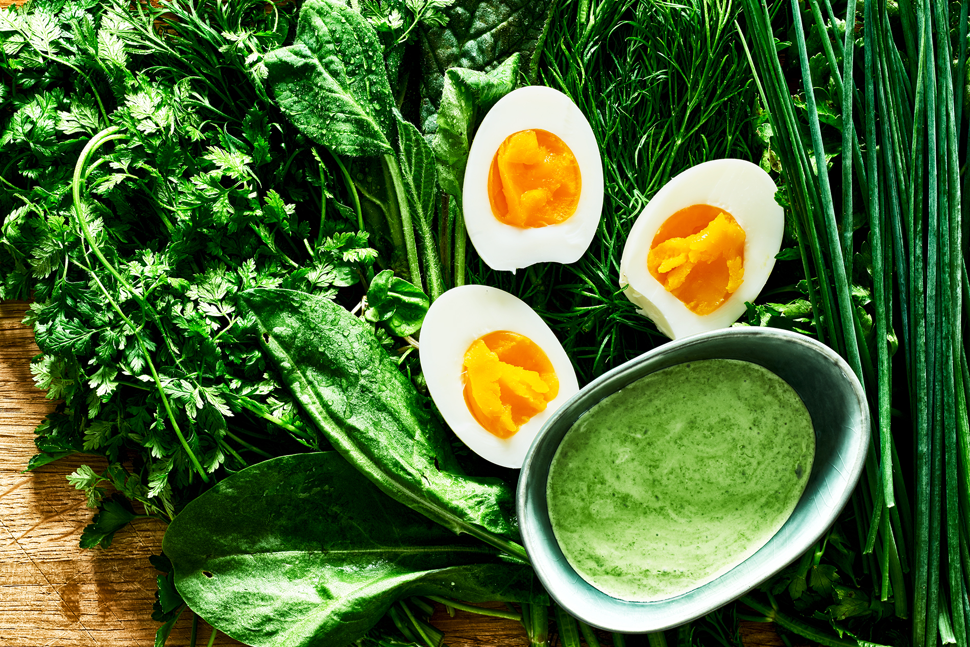 Enjoy delicious Frankfurt green sauce